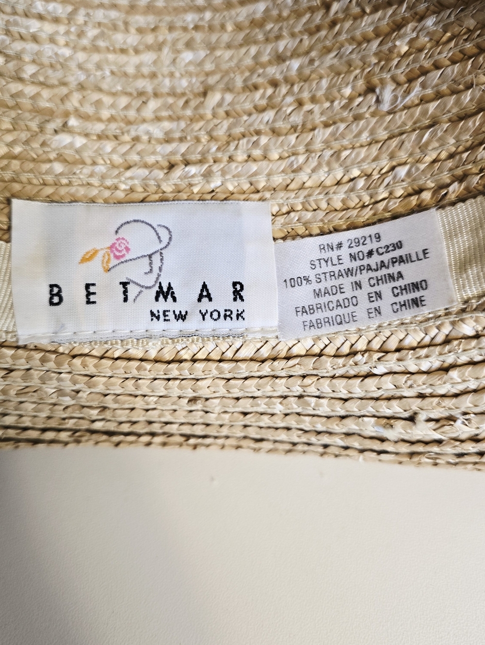 VINTAGE BETMAR Straw Hat Round Upturned Rim Bow Style #C230 - Picture 13 of 14